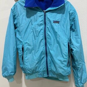 Vintage Patagonia Shelled Synchilla Jacket Teal Blue Fleece Lined Full Zip